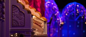 organ piano with microphone